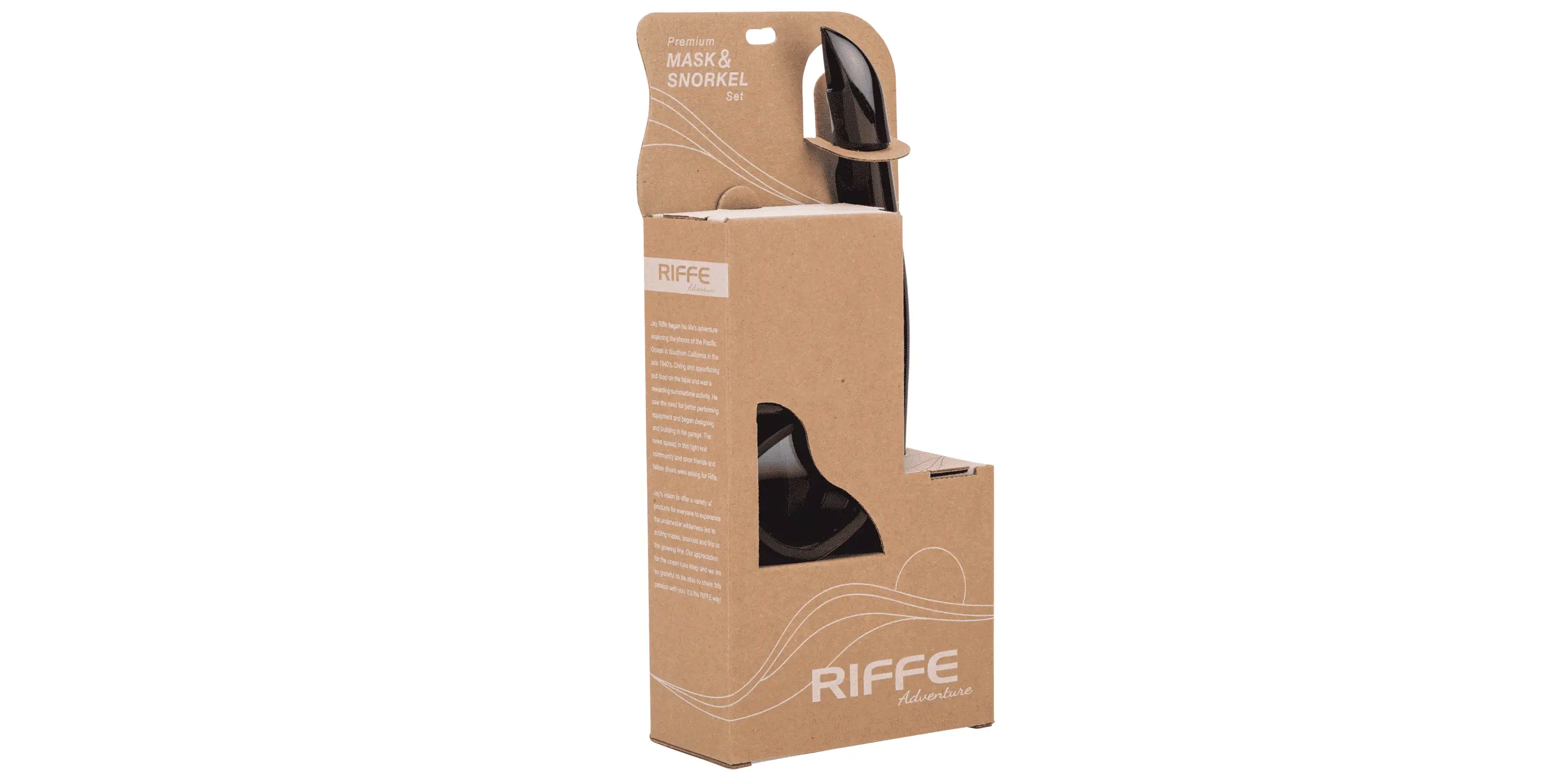 Premium Mask & Snorkel Set Frameless Black RIFFE  Store