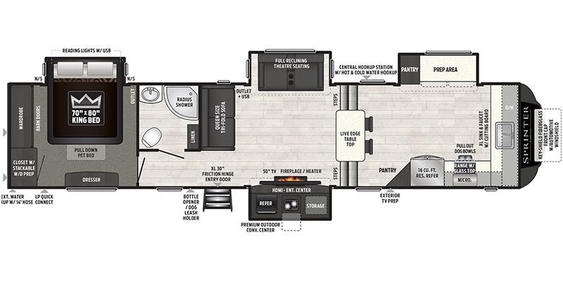 Full Specs for 2020 Keystone Sprinter Limited 3611FWFKS RVs