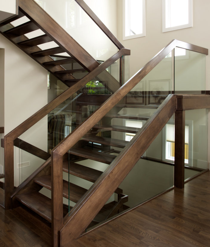 Maple Open Rise with Glass Specialized Stair & Rail