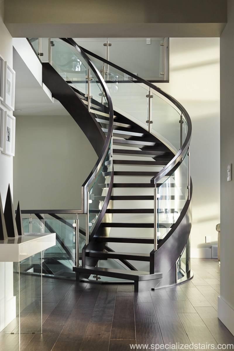 Curved Open Rise Maple Specialized Stair & Rail