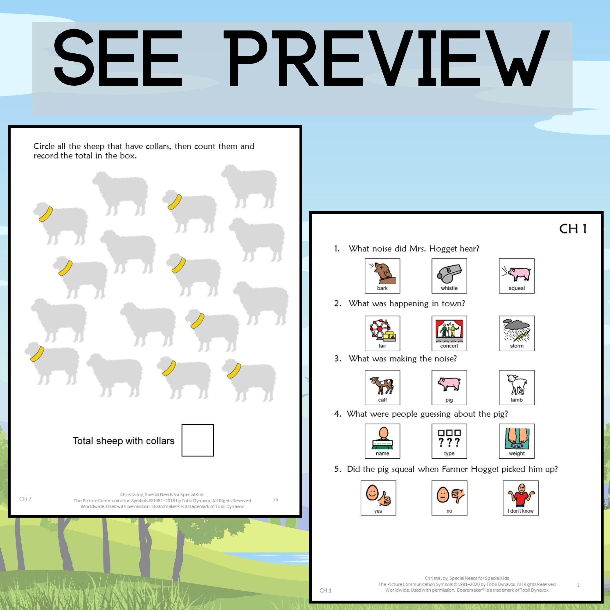 Babe The Gallant Pig Novel Study for Special Education with Chapter Questions • Special Needs