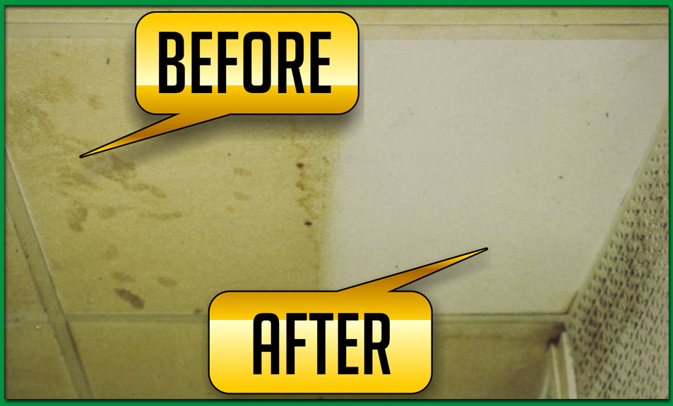 Acoustical ceiling cleaning and exposed structure cleaning products