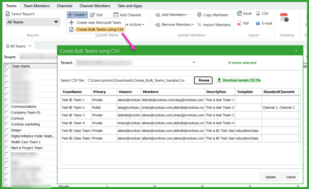 Create Bulk Teams from a CSV file in Microsoft Teams