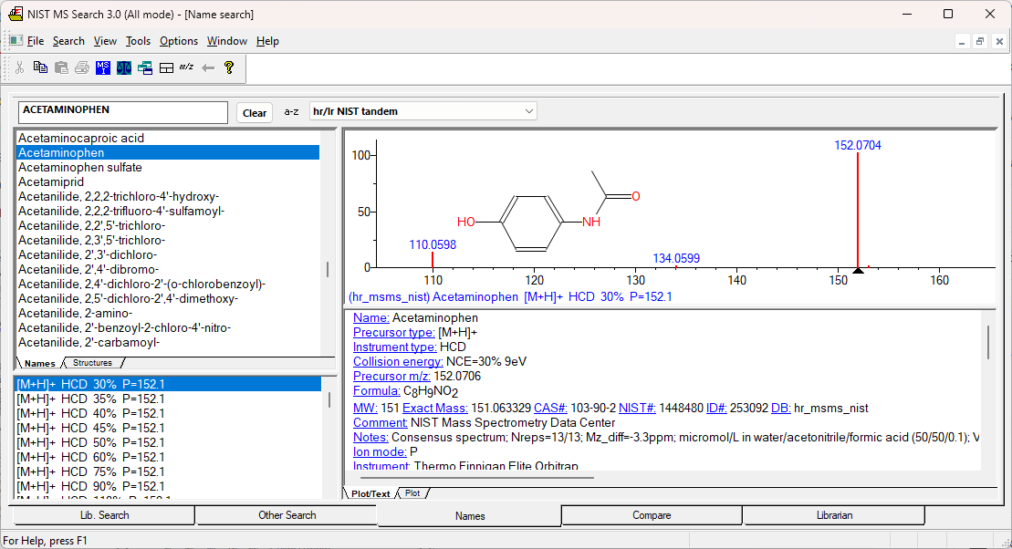 NIST MS and MS/MS Libraries SpectralWorks
