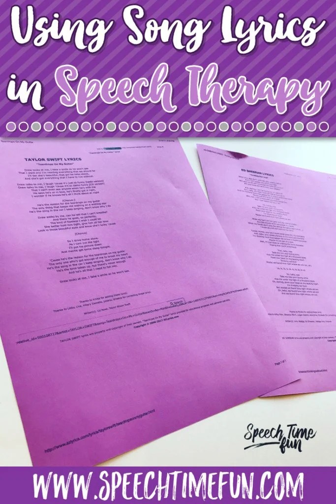 Using Song Lyrics In Speech Therapy Speech Time Fun Speech and
