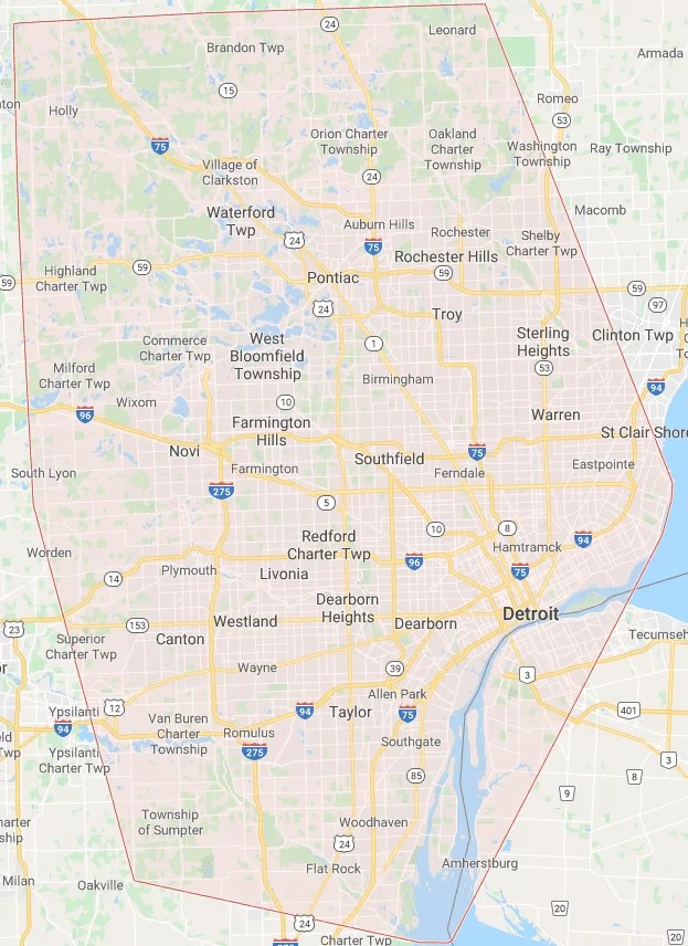 Map Of Se Michigan Speed Pro Painting's Michigan Service Areas