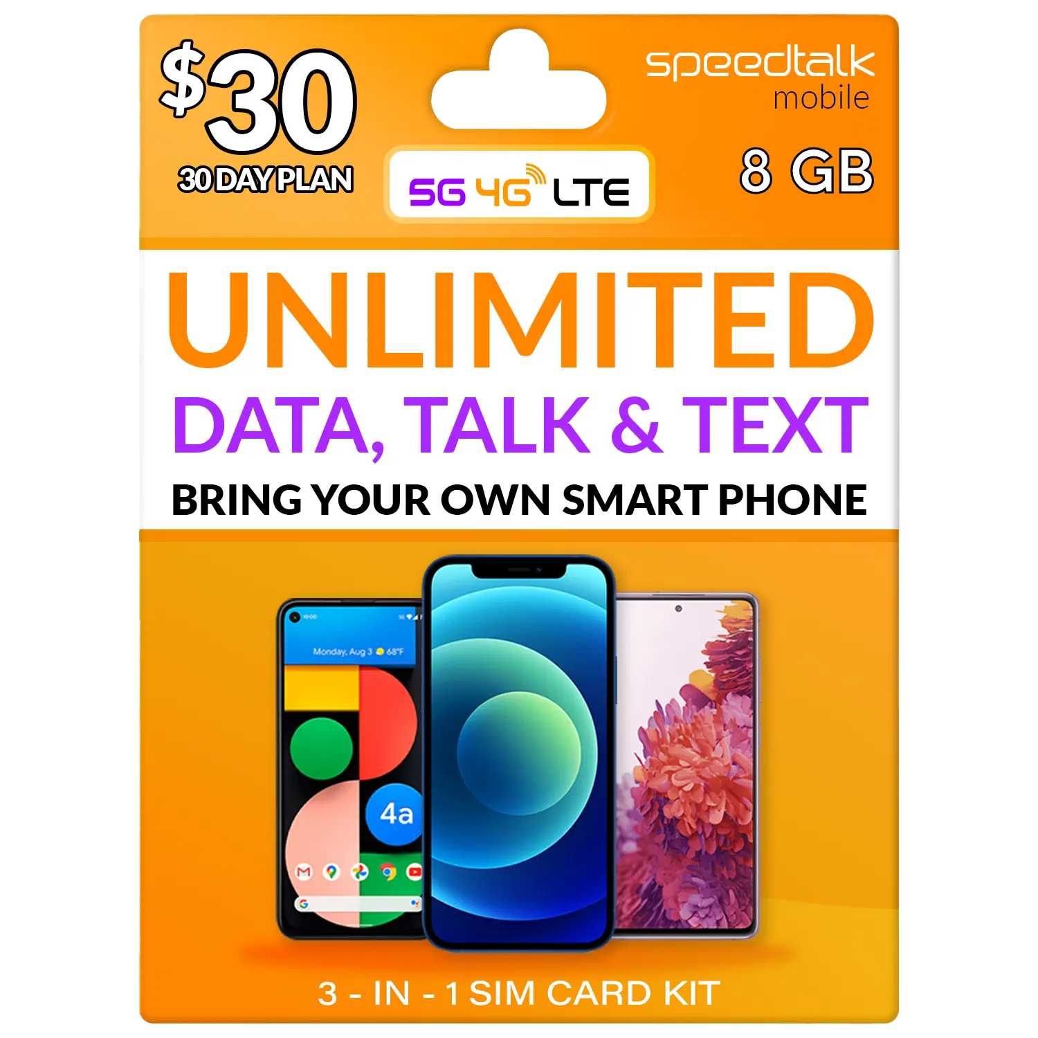 18 A Month Unlimited Talk, Text & Data Phone Plan With 4GB SIM Card
