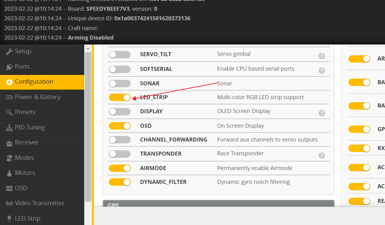 How to set up LED arm strips for the SpeedyBee F7 V3 and set up LED