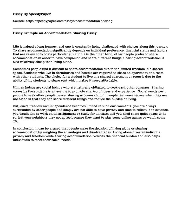 📌 Essay Example on Sharing