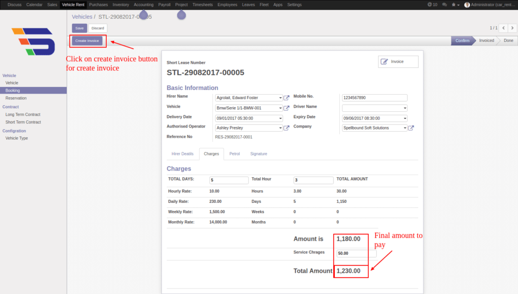 Vehicle On Rent Modules SpellBoundSS