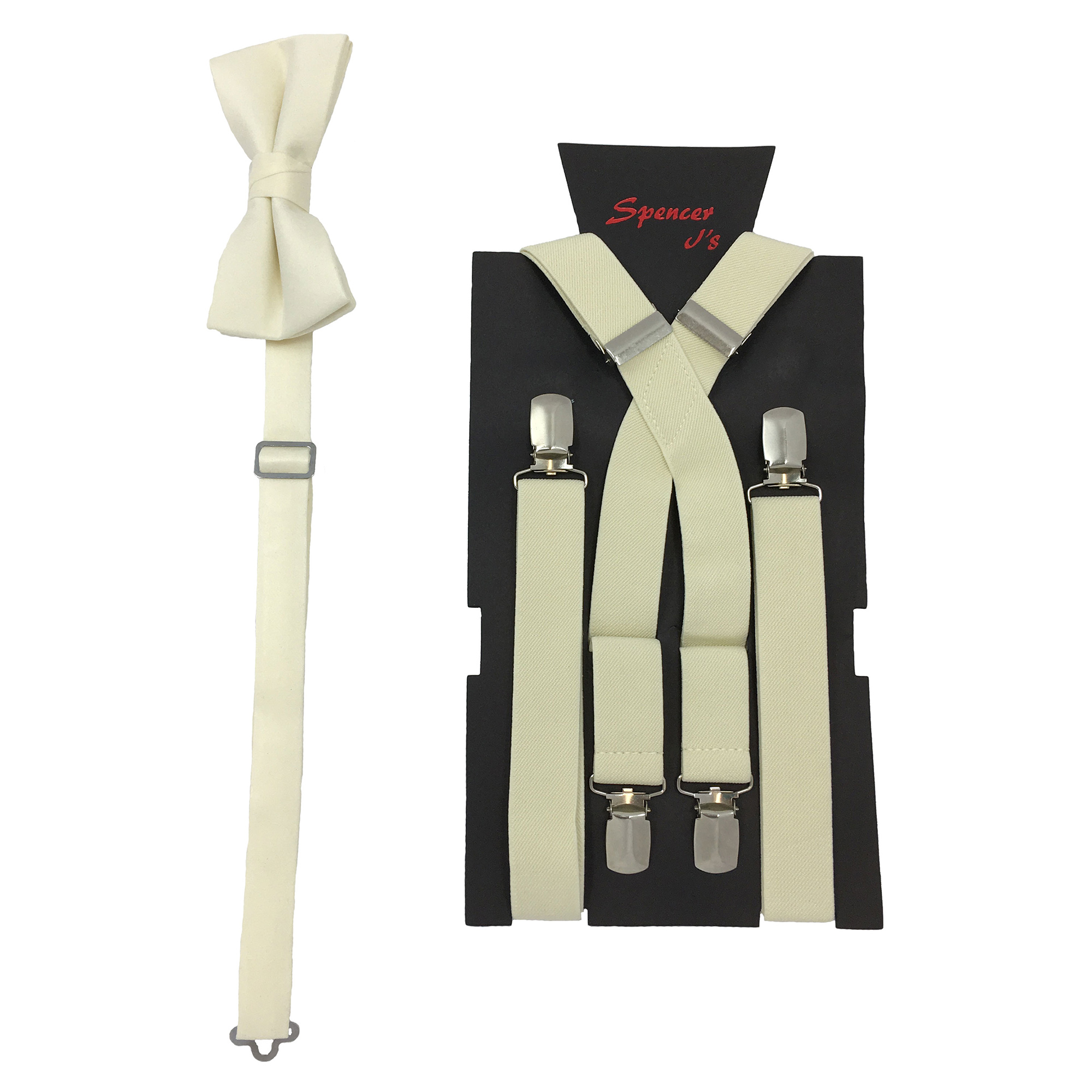 Ivory Men’s Suspenders and Bow Tie Sets 1inch X Back Spencer J’s