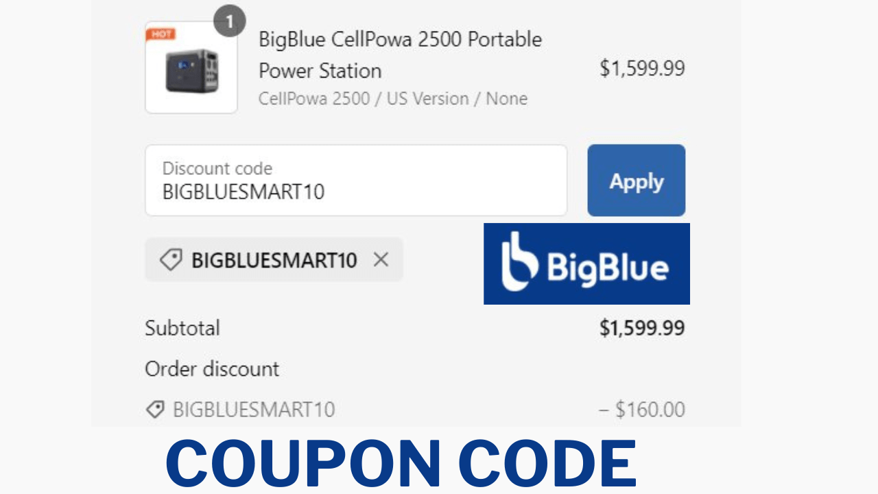 200.00 off BigBlueTech Coupon Code BigBlue Energy