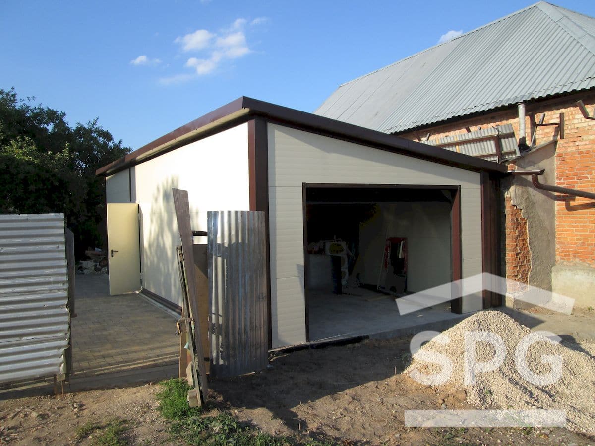 Гараж 4х8 с хозблоком скат сбок (020) SPgarage Гаражи