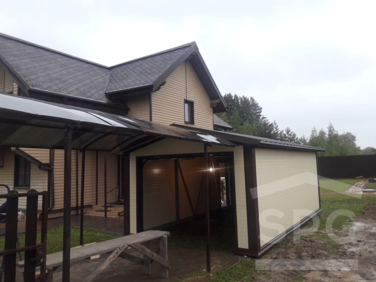 Гараж 4х7 с двускатной крышей (094) SPgarage Гаражи из сэндвичпанелей