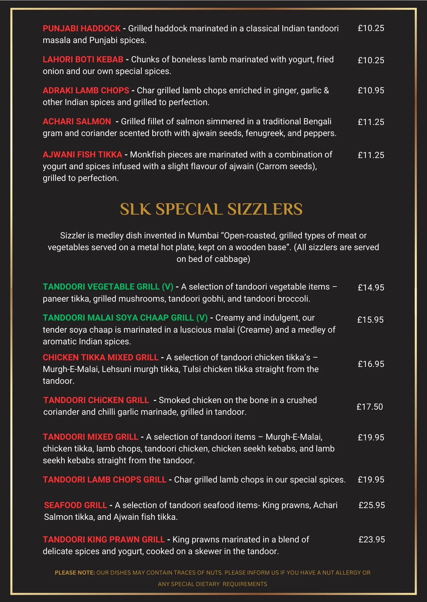 Menu Indian Restaurant Edinburgh, East Craigs, Clermiston