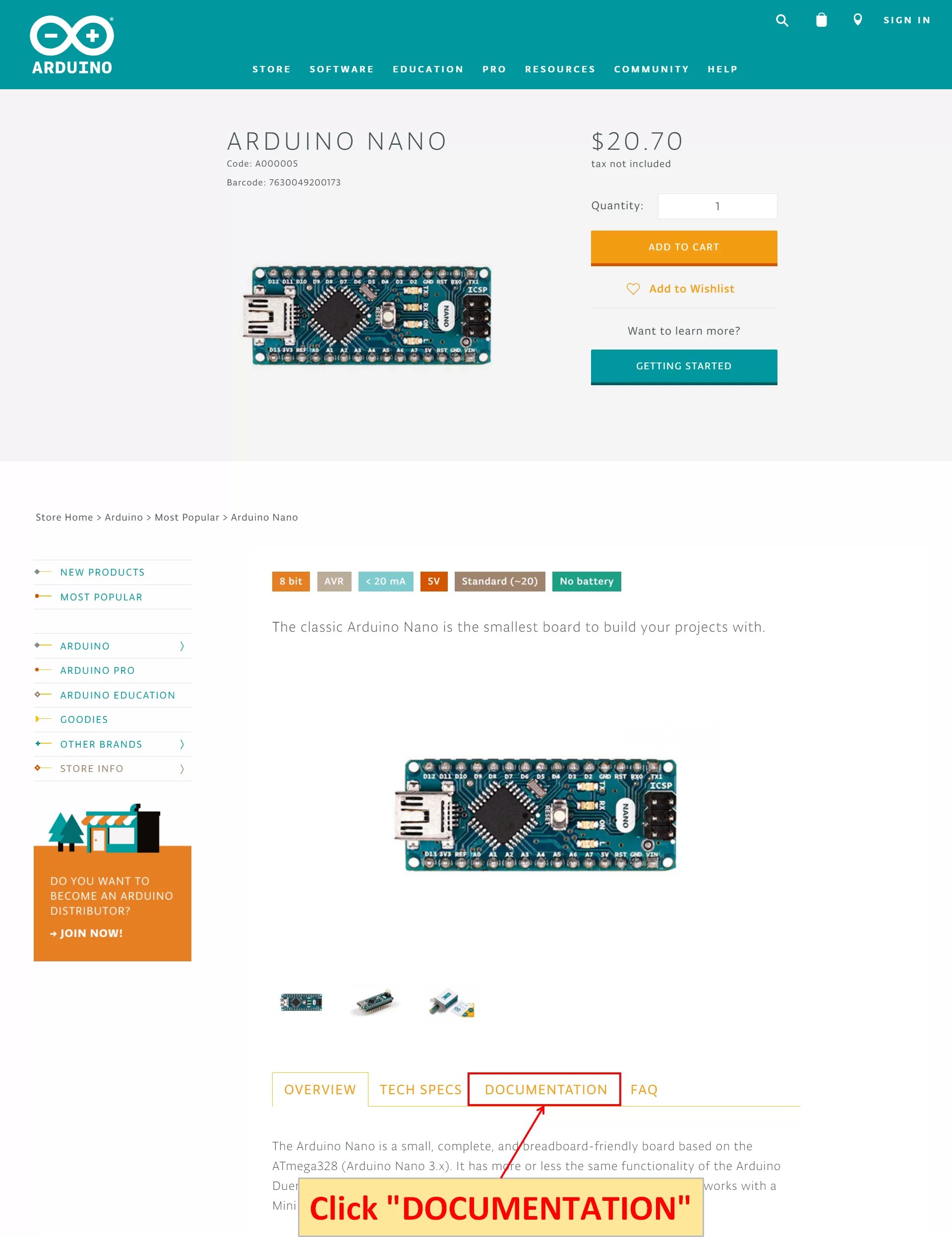 Arduino Nano Specifications/Functions Spiceman