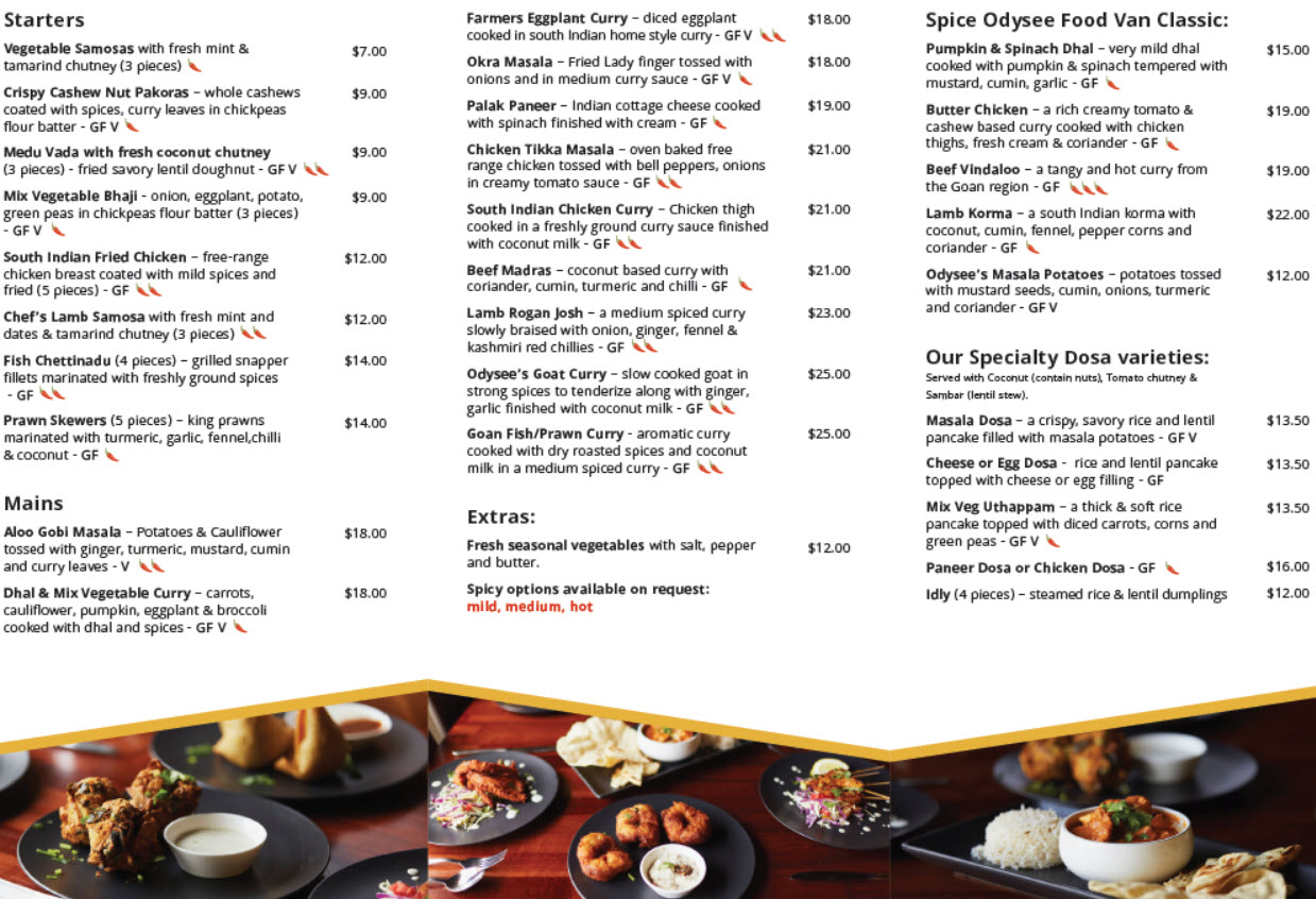 Restaurant Dinner Menu Spice Odysee Hidden Kitchen delightful Indian