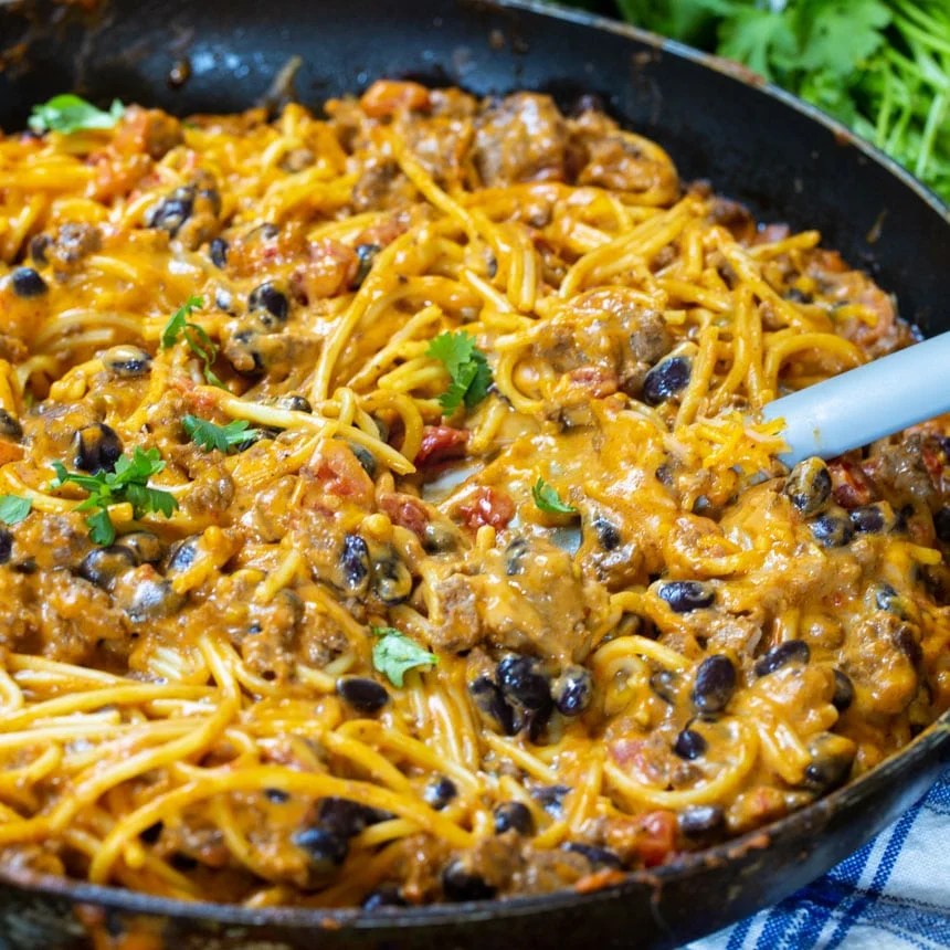 Creamy Taco Spaghetti Spicy Southern Kitchen