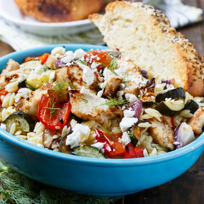 Orzo Pasta Salad with Chicken and Roasted Vegetables Spicy Southern