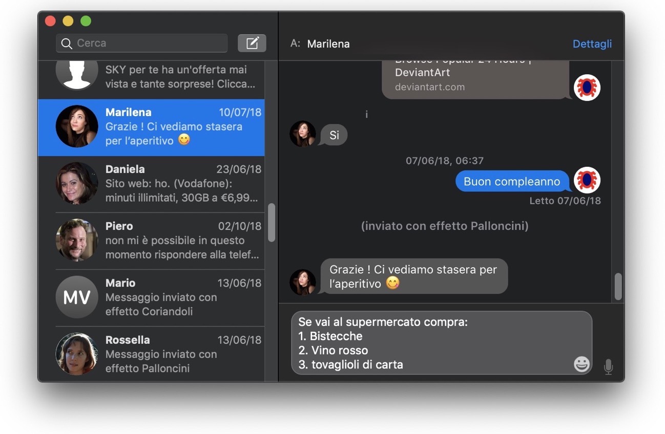 Come fare il punto a capo per inviare un elenco con Whatsapp e Messaggi