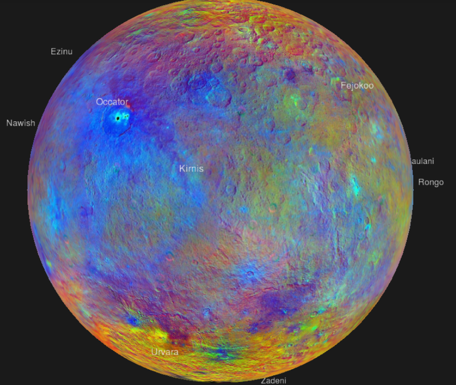 Image of Ceres courtesy of NY Times and NASA/JPL