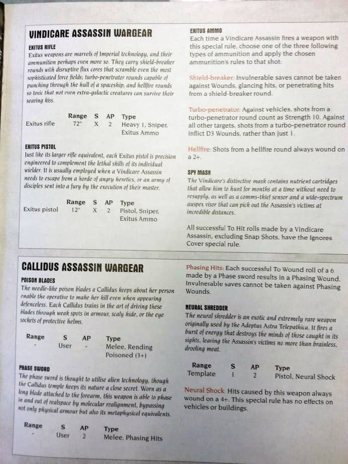 ASSASSINS Game Datasheets Revealed