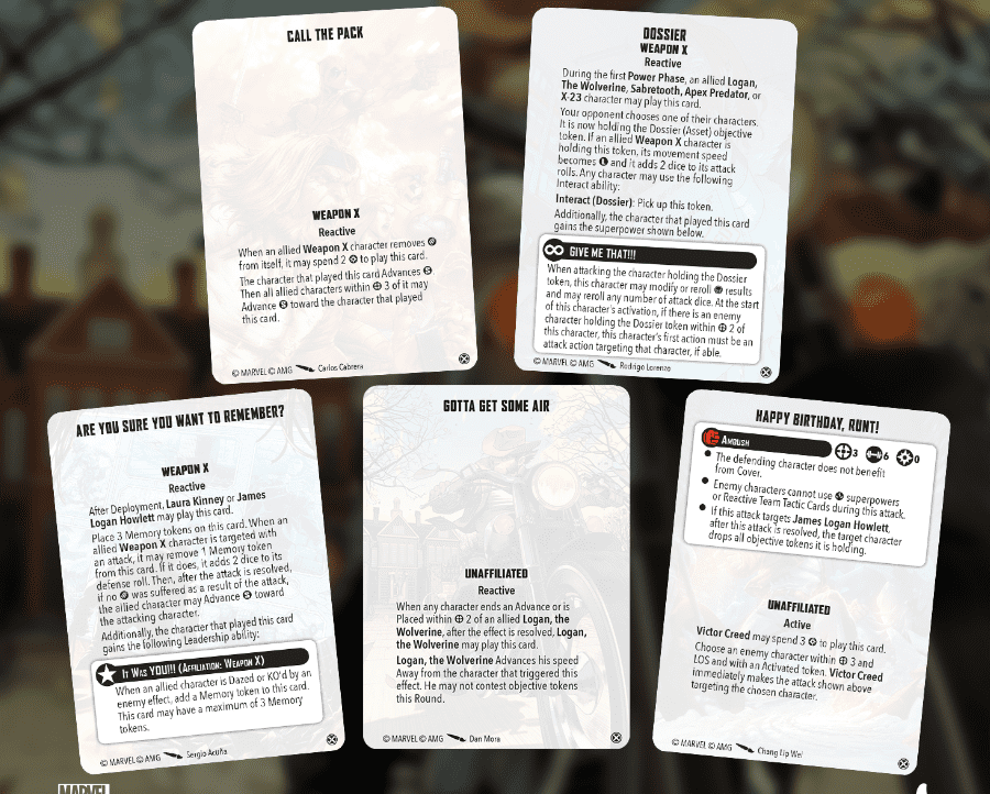 AMG Reveals Weapon X Program Team Tactics Cards & Rules