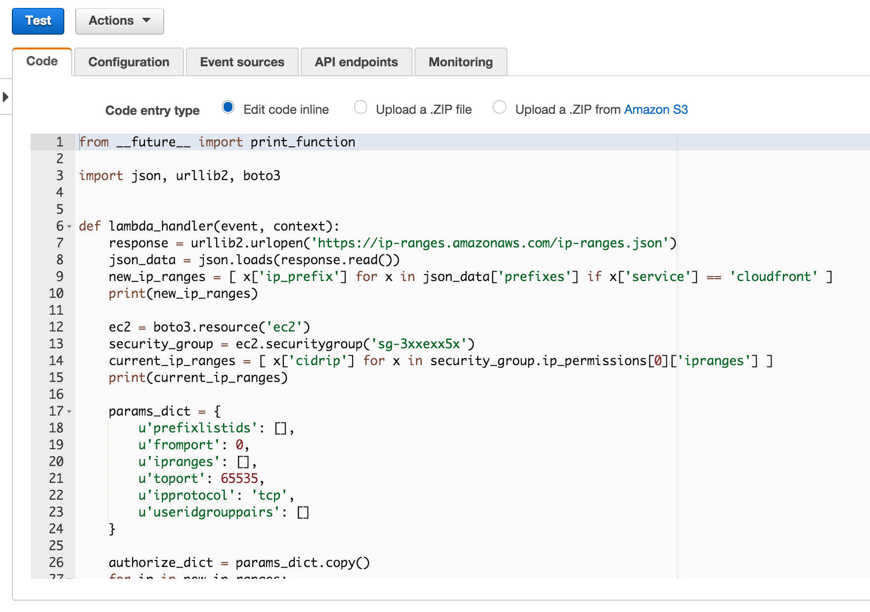 Managing AWS CloudFront Security Group with AWS Lambda