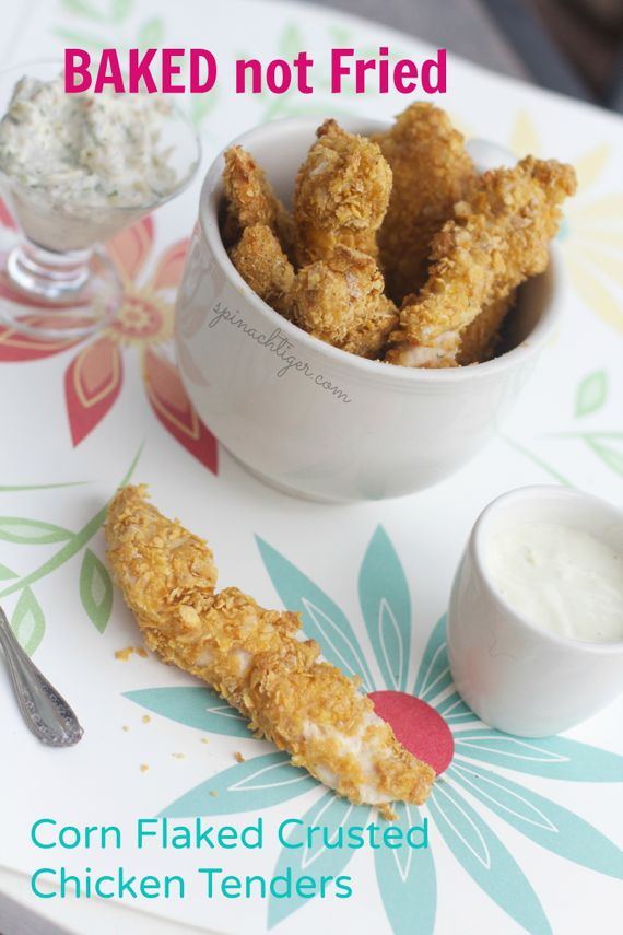 Cornflake Crusted Baked Chicken Tenders Spinach Tiger