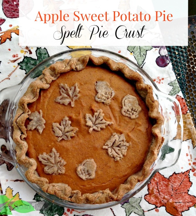 Sweet Potato Apple Pie with Spelt Crust, Sugar Free Option Spinach Tiger
