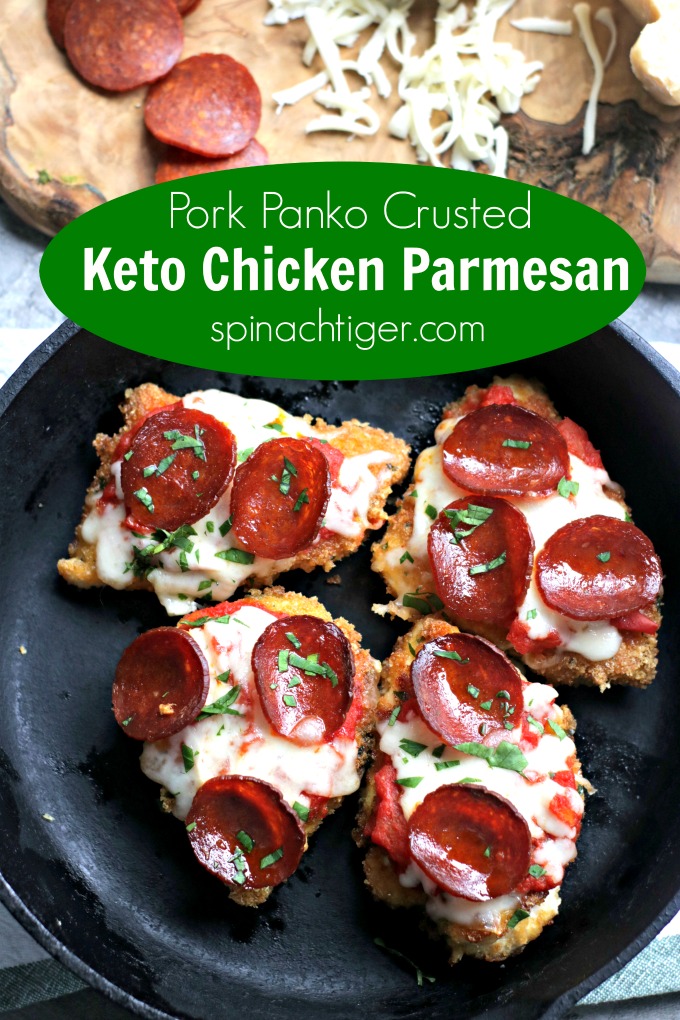 Pork Panko Crusted Keto Chicken Parmesan, Pepperoni