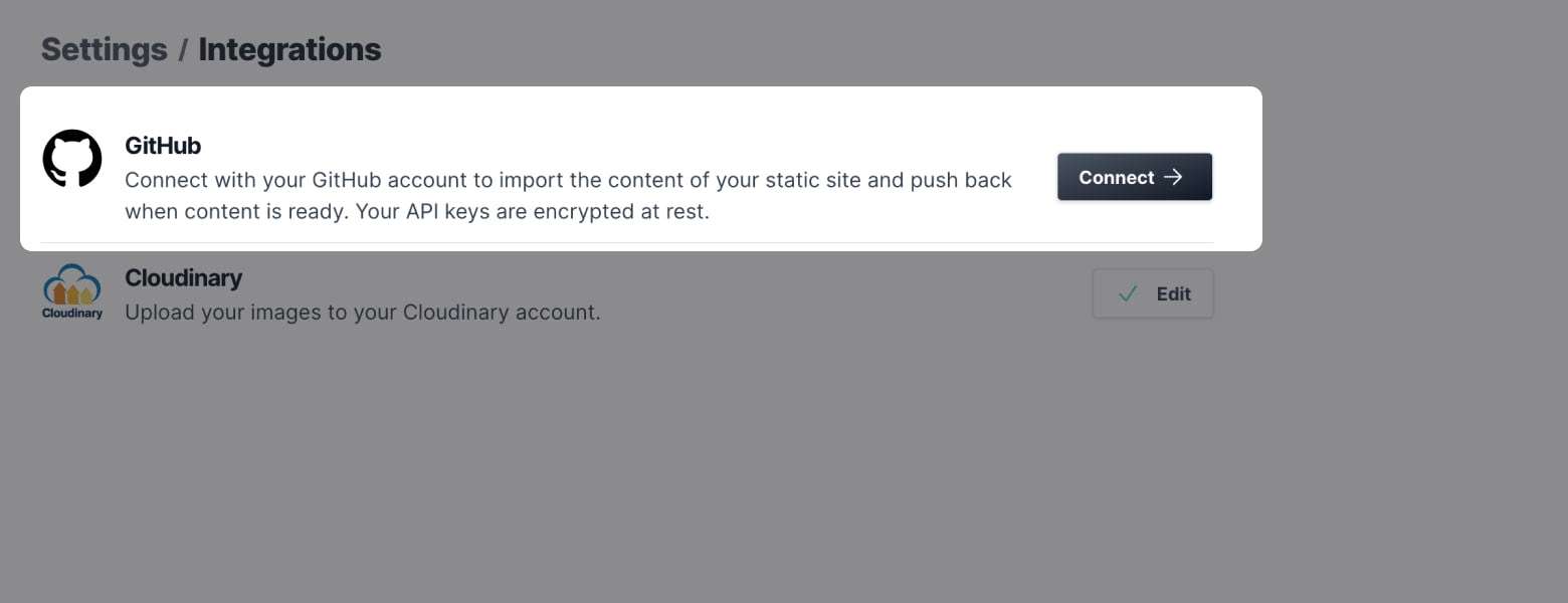 Connect with GitHub Spinal