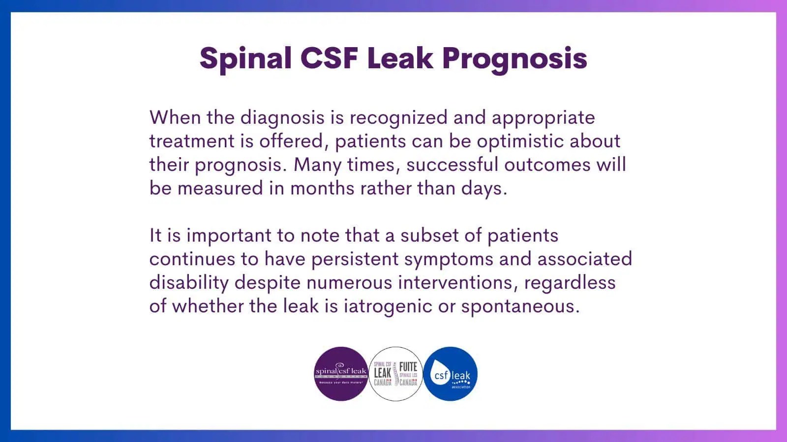 Prognosis Spinal CSF Leak Foundation