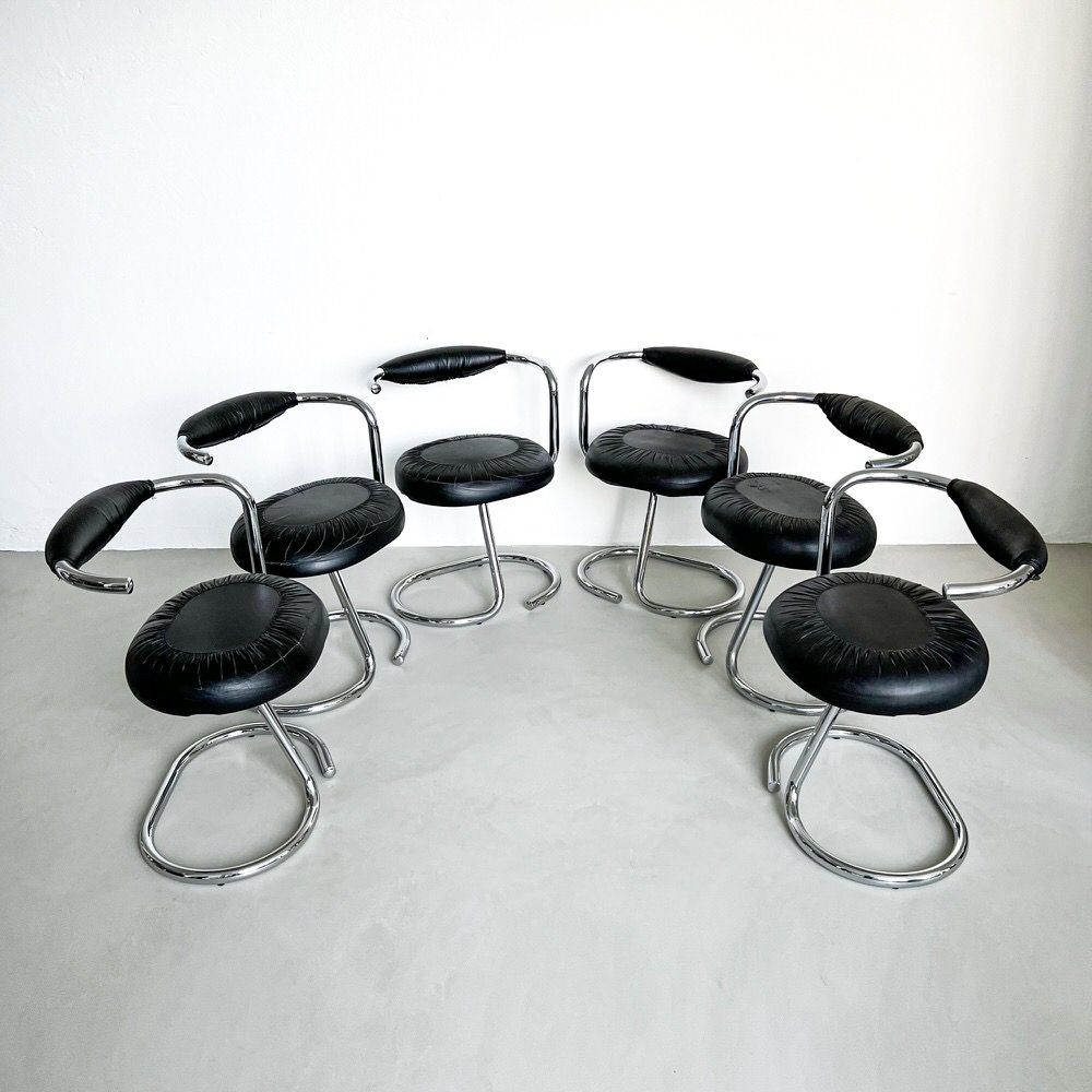 Set of six "Cobra" dining chairs by Giotto Stoppino Spinzi