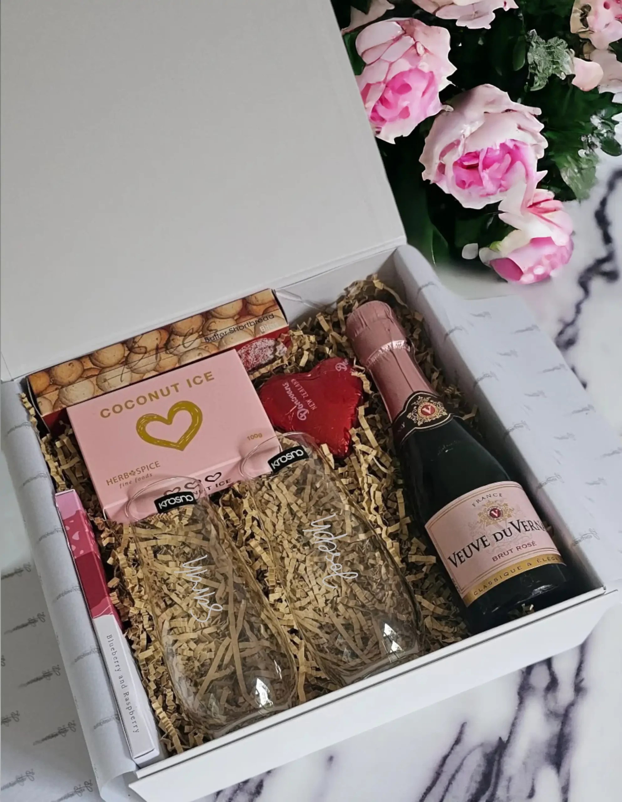 A Toast for Two Gift Box with Personalised Flutes Spirited Gifts NZ