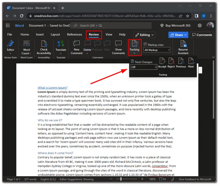How to turn off track changes in Microsoft Word Splaitor