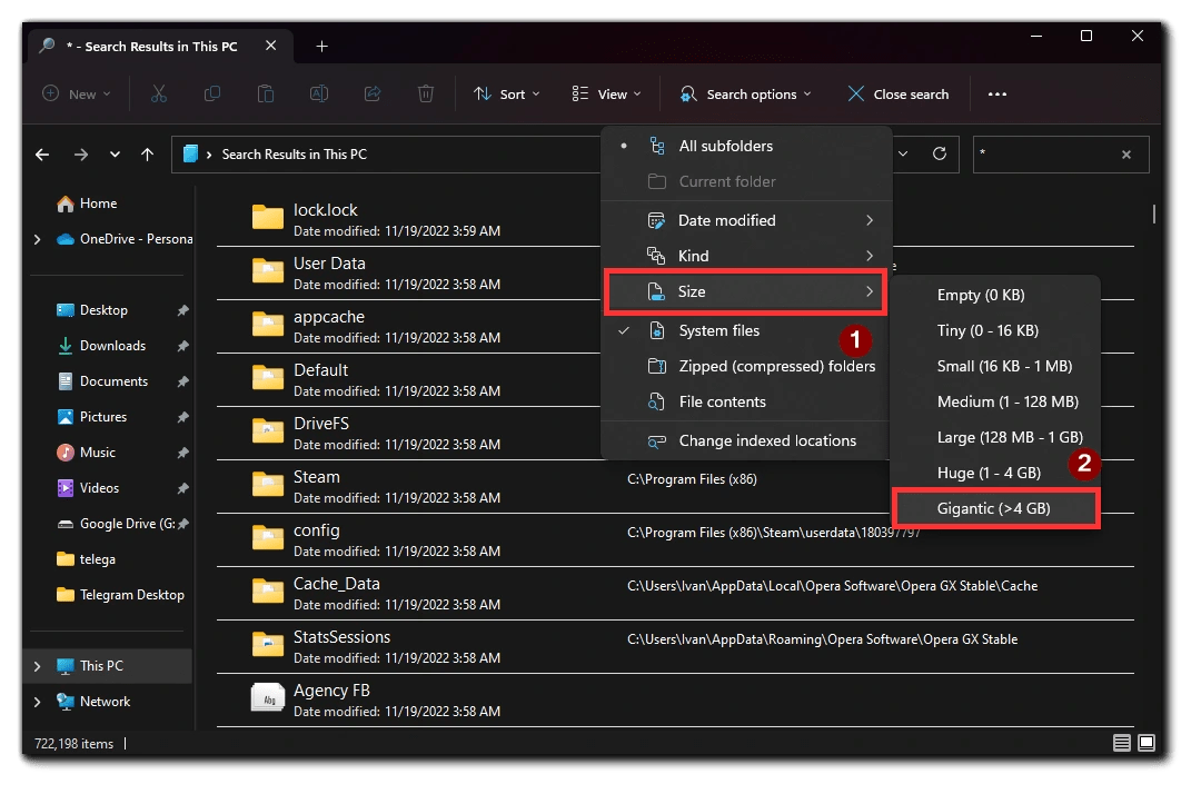 How to find large files on Windows 11 Splaitor
