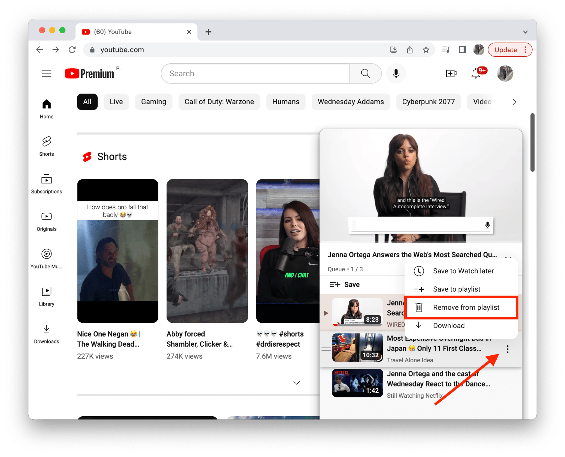 How to clear a queue on YouTube Splaitor