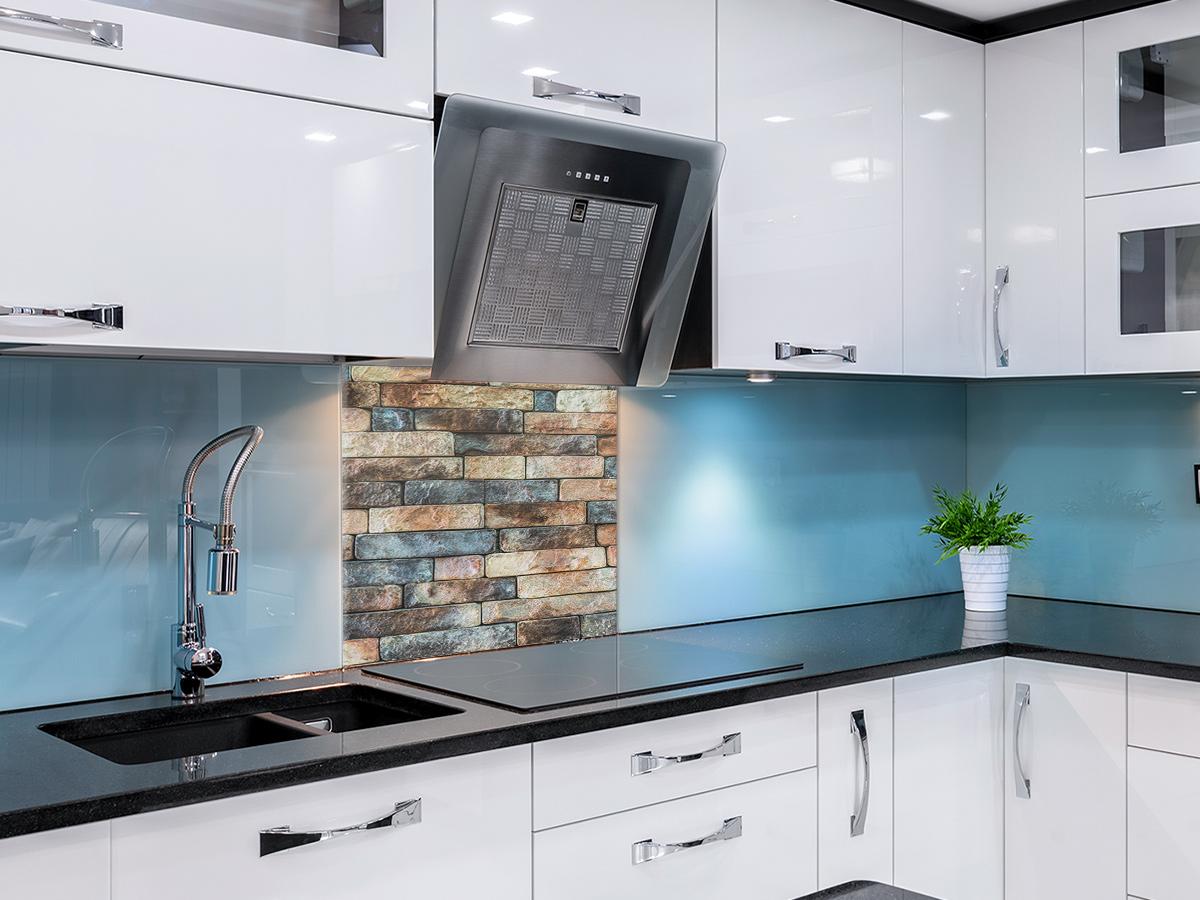 Coloured Brick Kitchen Splashback Splashbacks