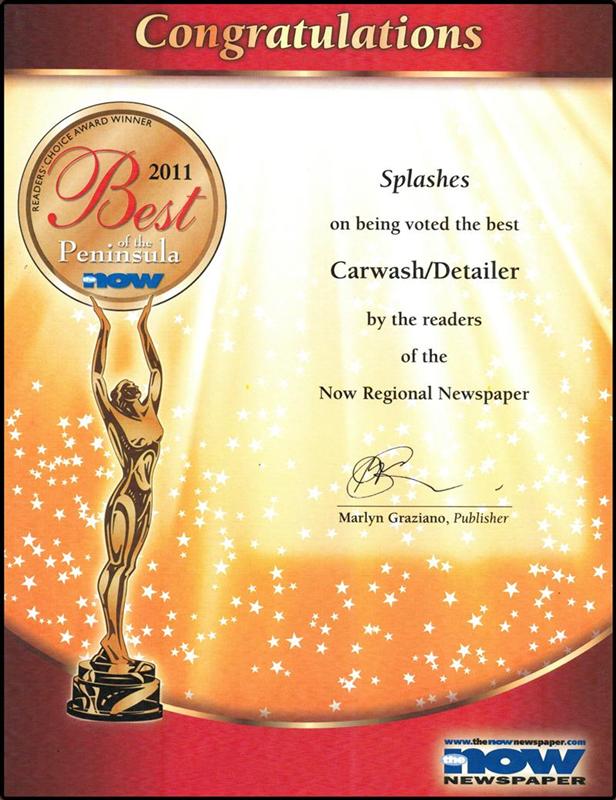Splashes Won Car Wash and Detail Shop Of The Year. Splashes Auto Care