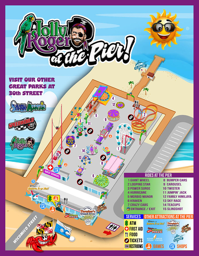 Park Map Jolly Roger Splash Mountain Water Park Ocean City MD