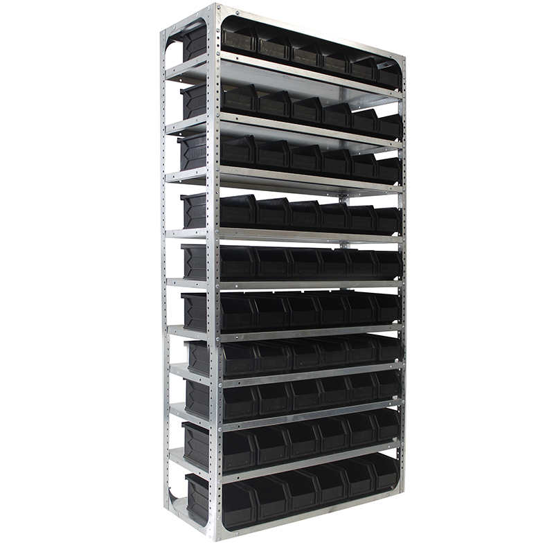 11 level Bolted Galvanized Shelving Bay with Store Bins Spode Solutions