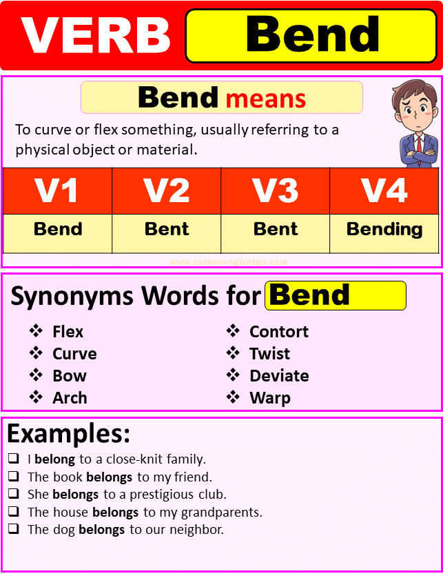 Bend Verb Forms, Past Tense Of Bend Past Participle & V1 V2 V3 V4