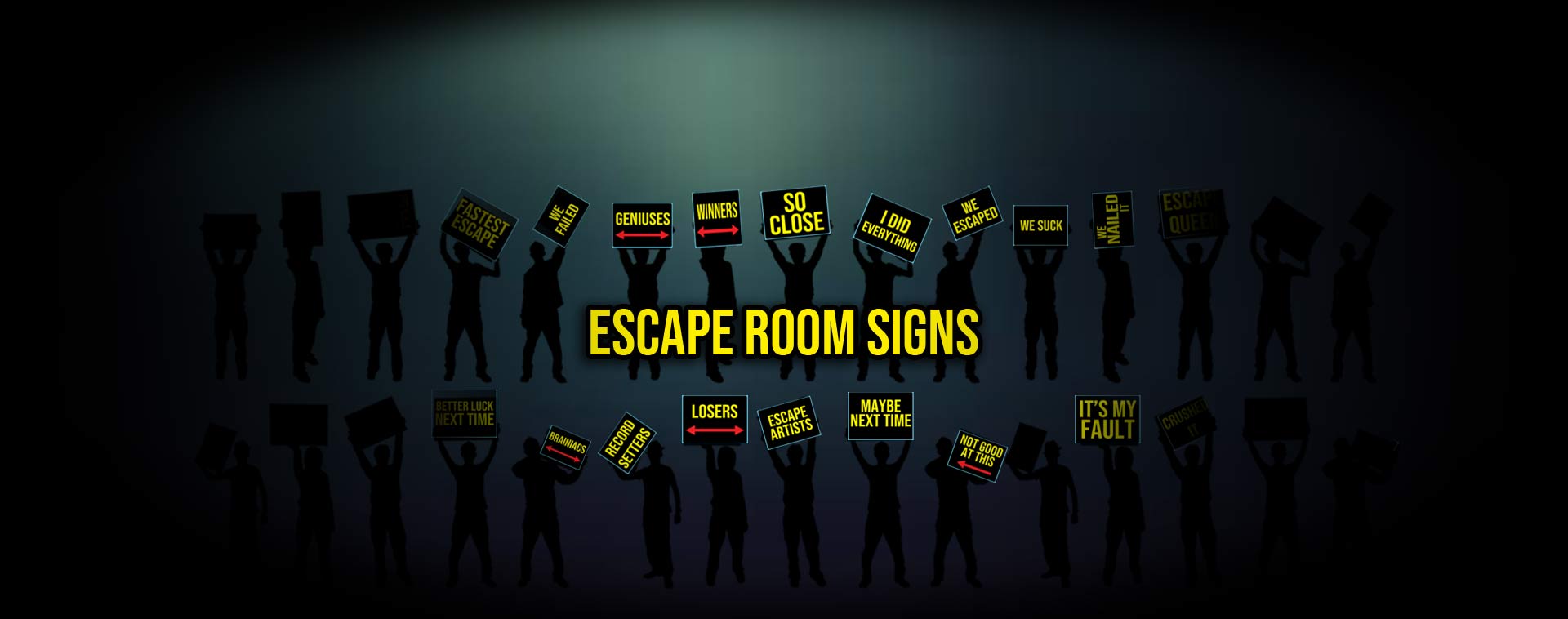 Printable Escape Room Signs are full color and print on 11×17 paper.
