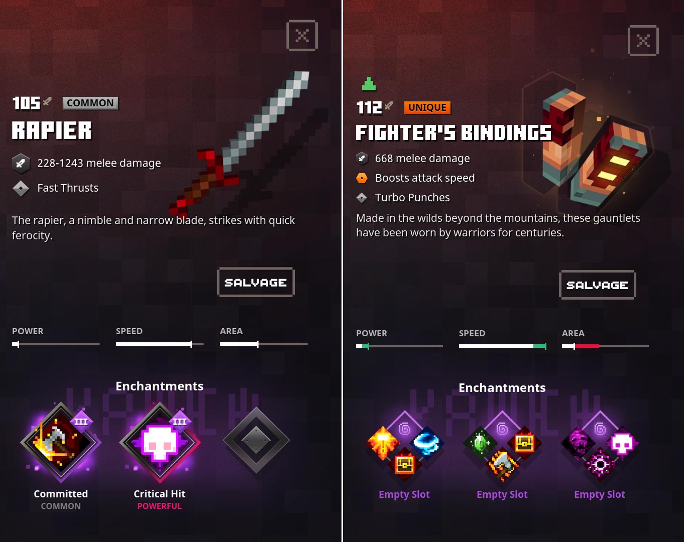 Rapier with Committed & Critical Hit Minecraft Dungeons