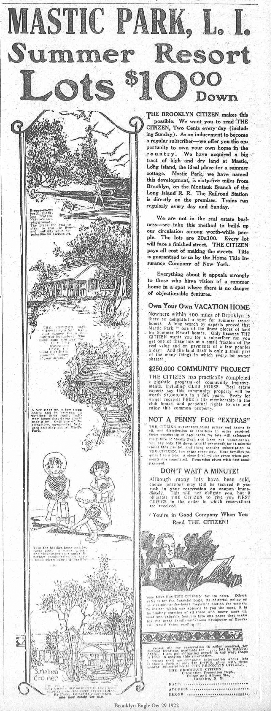 BRIEF ILLUSTRATED HISTORY of MASTICS & SHIRLEY LI.