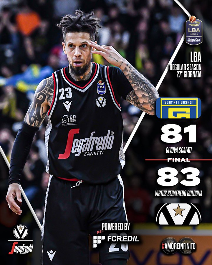 La Virtus Bologna passa in volata sul campo di una combattiva Scafati