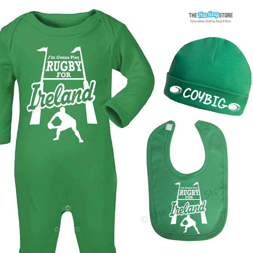 Irish Rugby Baby tshirt, Bib, Babygrow, hat.