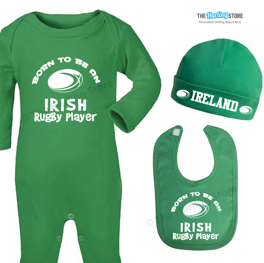 Irish Rugby Baby tshirt, Bib, Babygrow, hat.