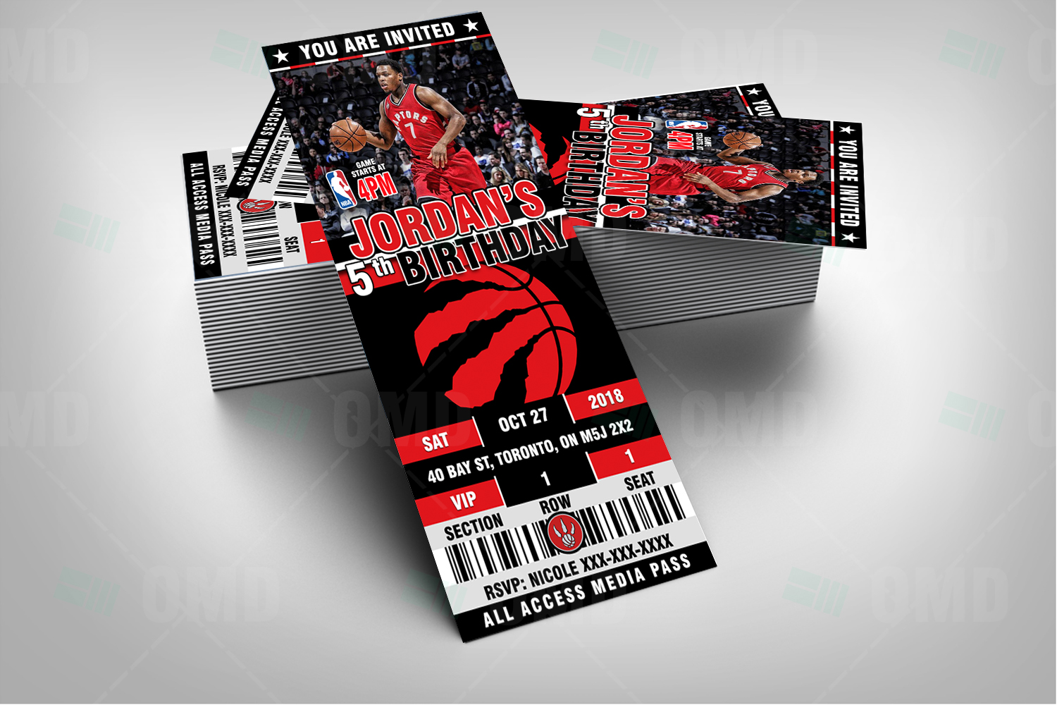 Toronto Raptors Ticket Style Sports Party Invites Sports Invites